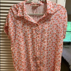 Coral red flower shirt